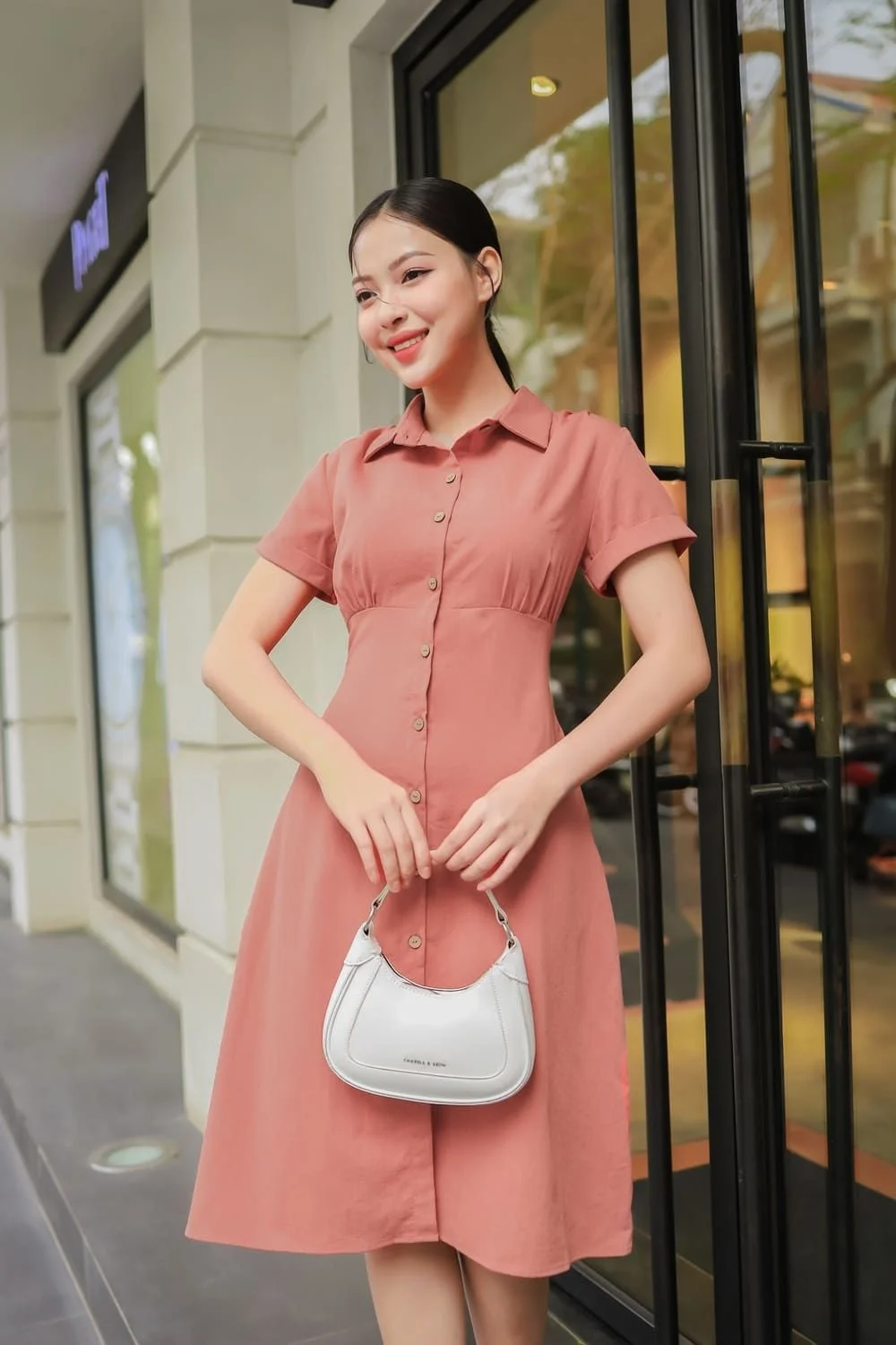 Mẫu đầm sơ mi suông Hàn Quốc (2)