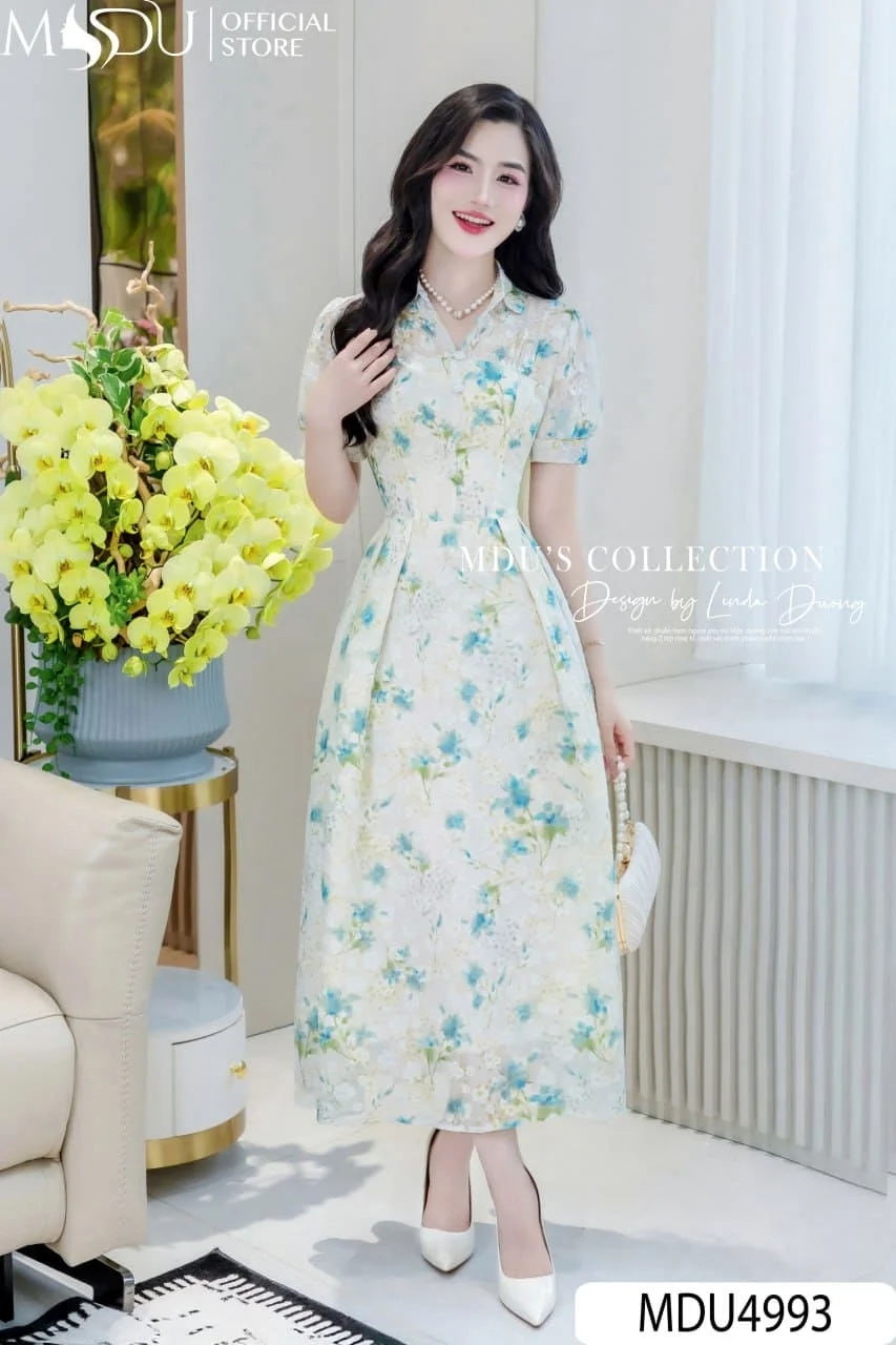 Đầm sơ mi dự tiệc - Dáng suông