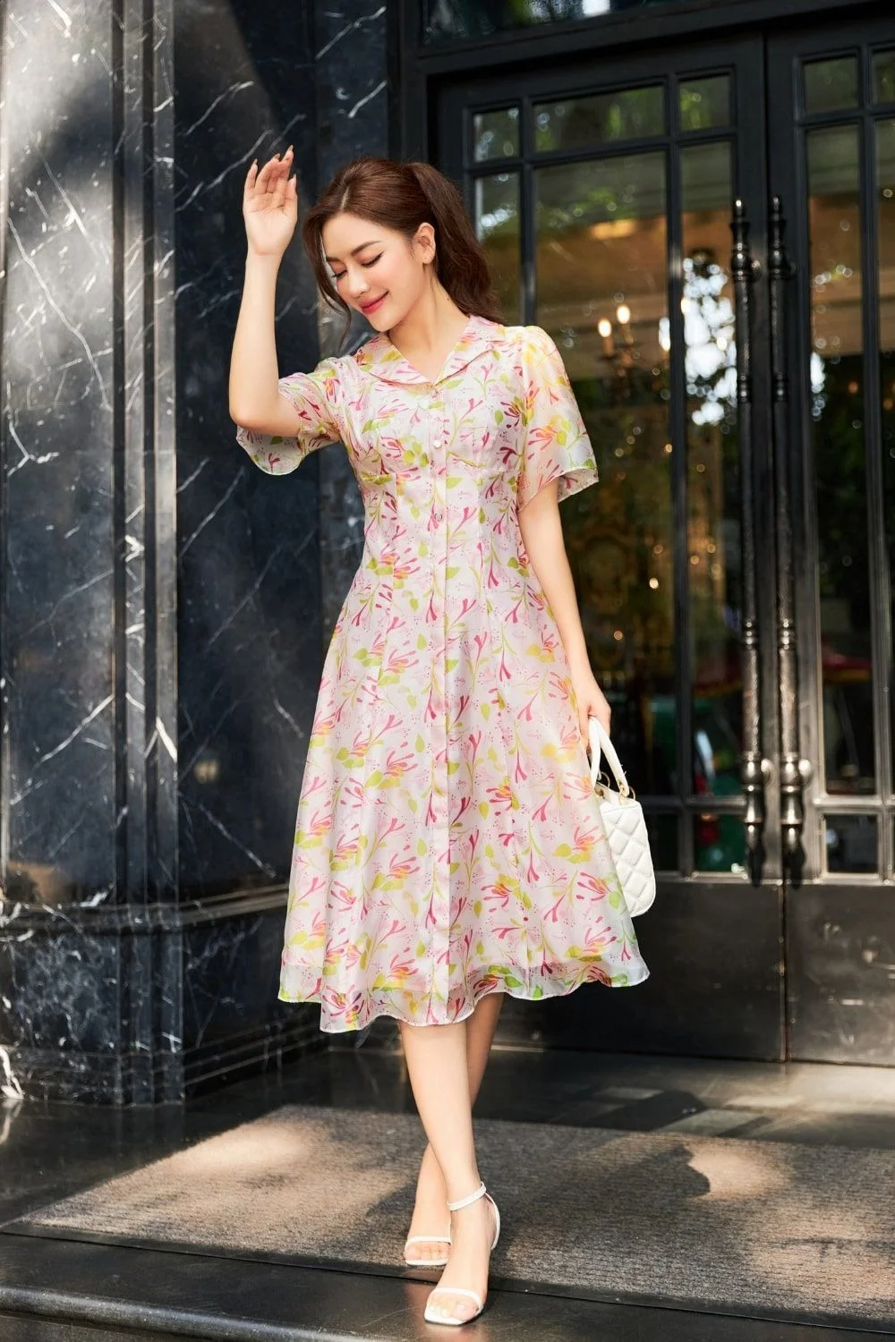 Mẫu đầm sơ mi suông Hàn Quốc (3)