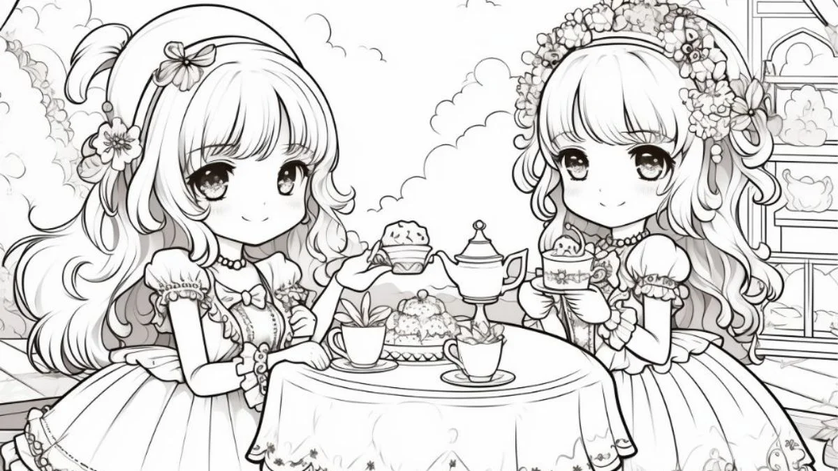 tranh tô màu công chúa anime cực dễ thương