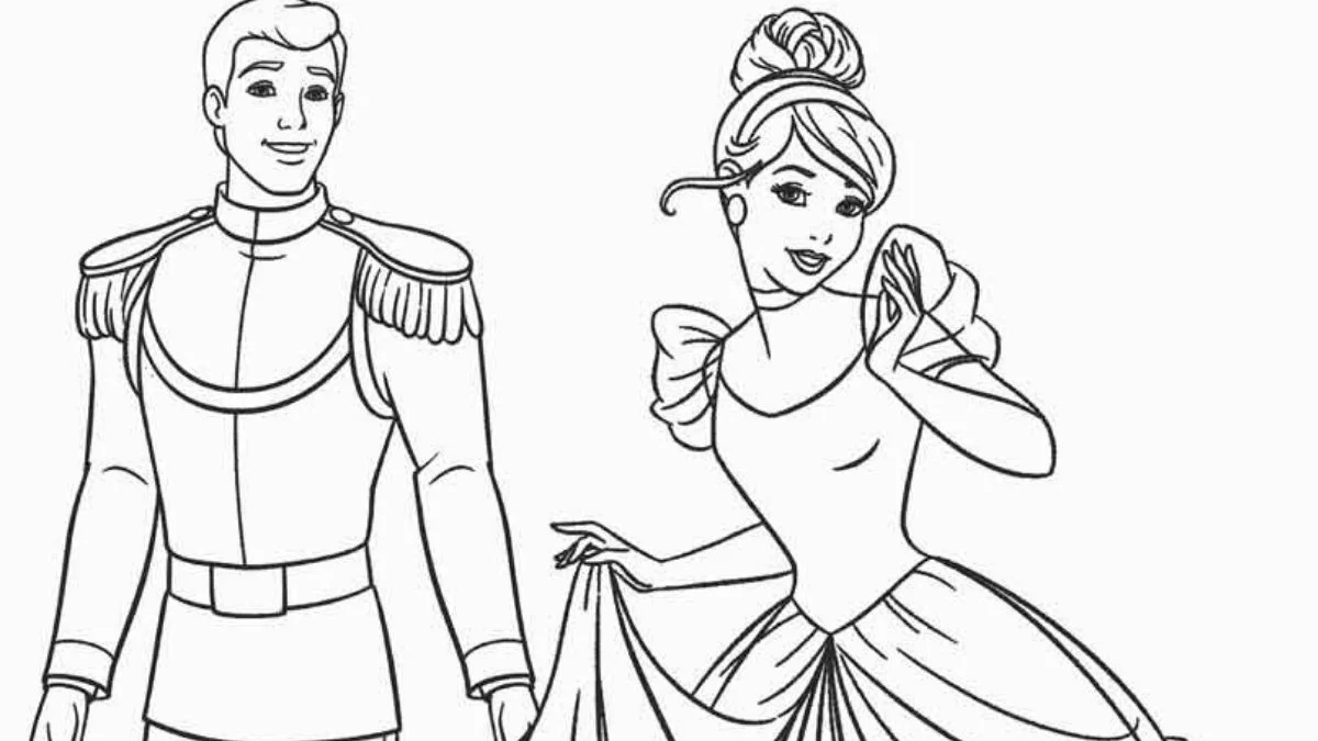 Tranh tô màu công chúa và hoàng tử đẹp
