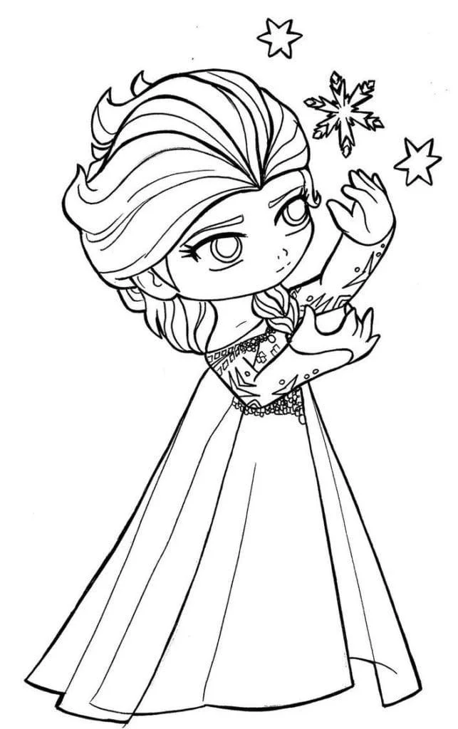 Tô màu Công Chúa Chibi Elsa - Trang Tô Màu Cho Bé