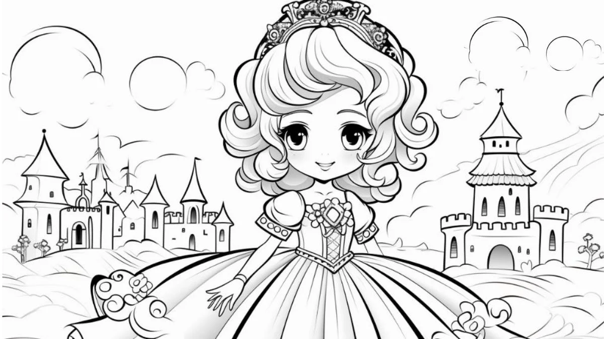 hình Tranh tô màu công chúa chibi cute mới nhất