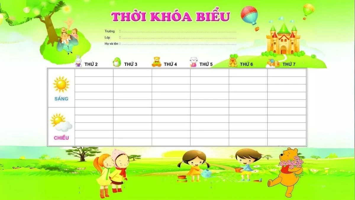mẫu thời khóa biểu tiểu học