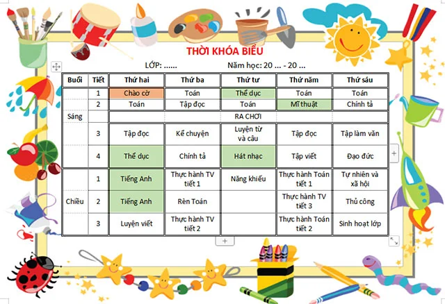 Mẫu thời khóa biểu đẹp (2)