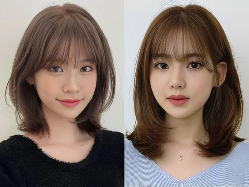 Kiểu tóc ngắn mái thưa dài ngang vai