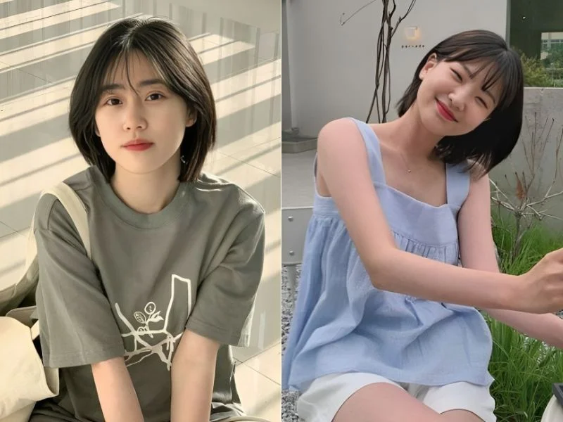 Kiểu mái thưa tóc ngắn duỗi thẳng