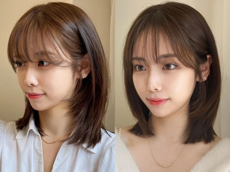 Tóc ngắn mái thưa ngang vai