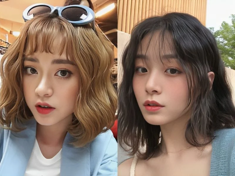 Tóc ngắn mái thưa uốn nhẹ