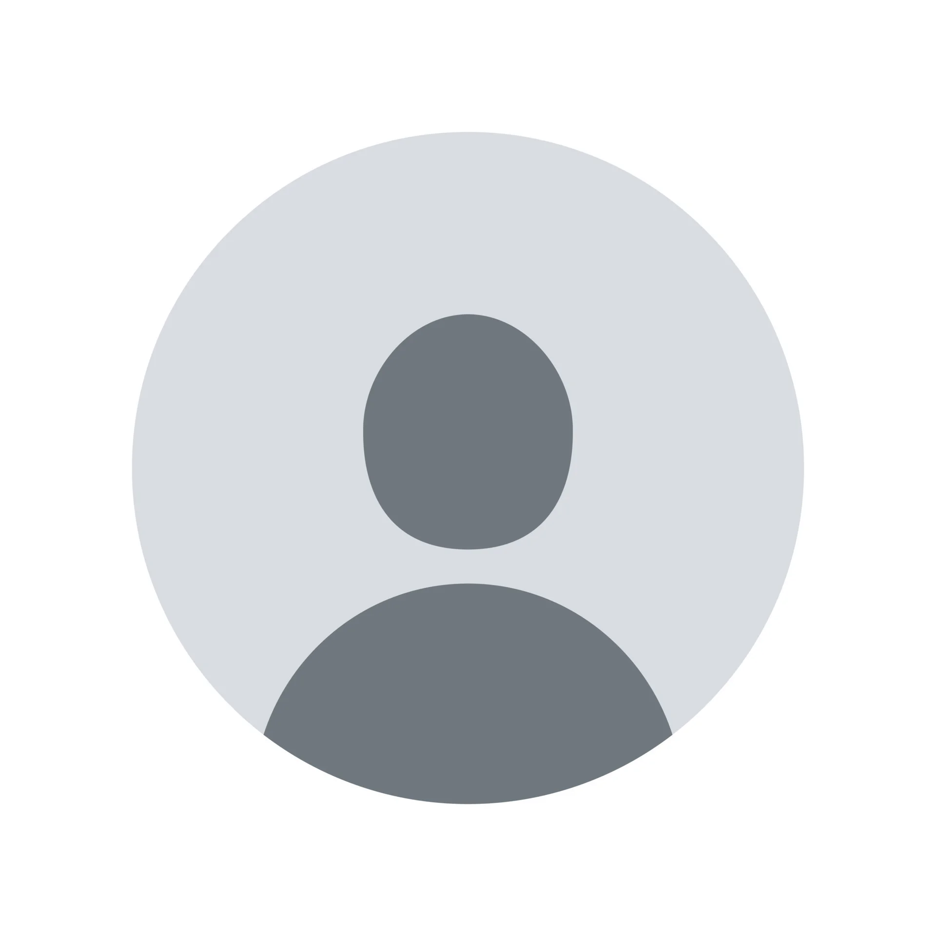 Avatar mặc định hình người màu xám trên nền trắng tối giản