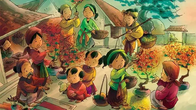 Hình vẽ tranh gia đình ngày Tết đơn giản nhất - hình 2