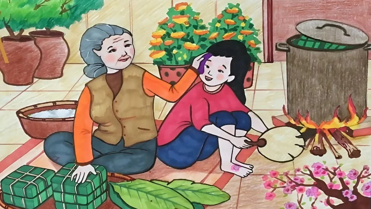 Vẽ tranh ngày Tết cute đơn giản