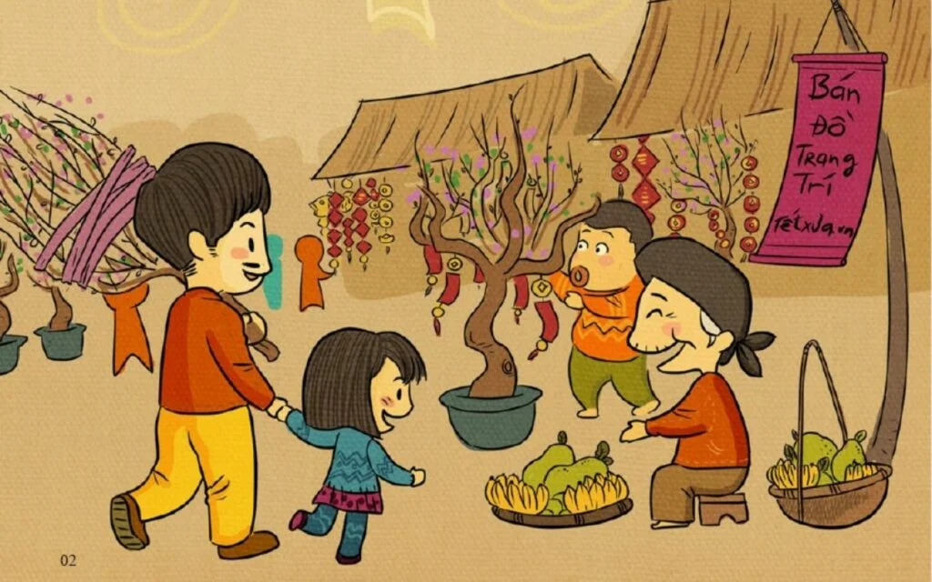Người dân làng quê đi chợ hoa Tết rộn ràng sắc xuân