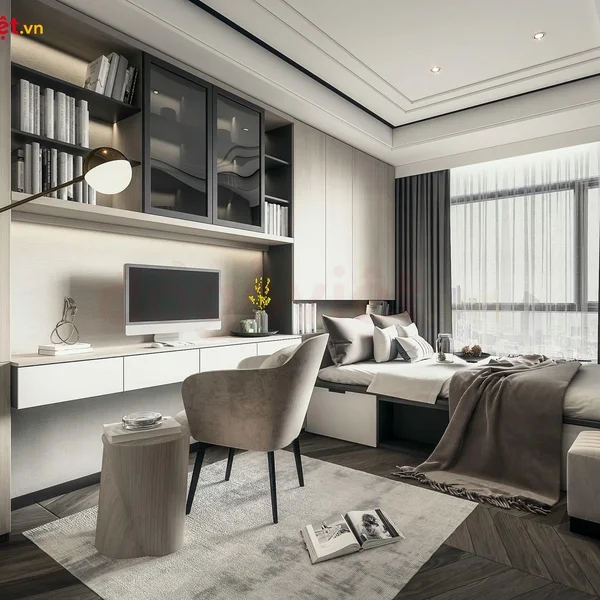 Mẫu Decor Phòng Ngủ Đẹp Gỗ Công Nghiệp Đầy Đủ Công Năng