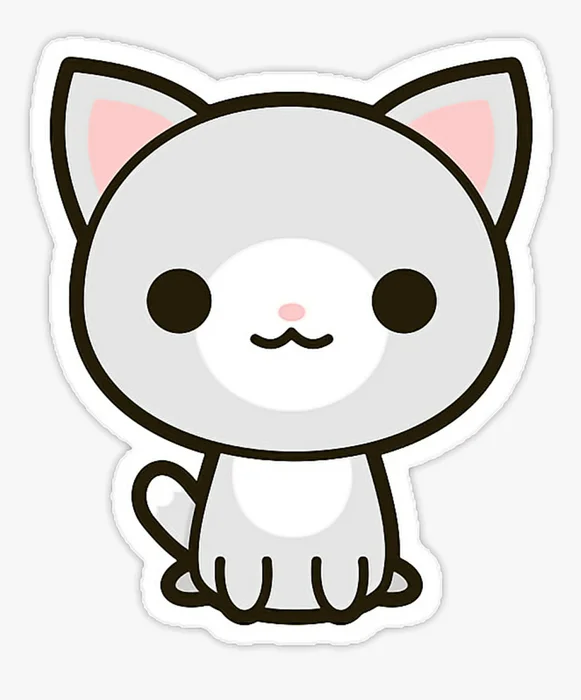 hình ảnh mèo cute phong cách chibi màu xám trắng dễ thương