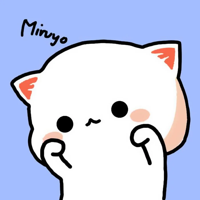 hình ảnh mèo cute phong cách hoạt hình vẽ tay màu trắng trên nền xanh