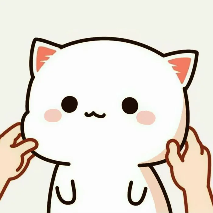 Hình vẽ mèo cute màu trắng với khuôn mặt tròn trịa