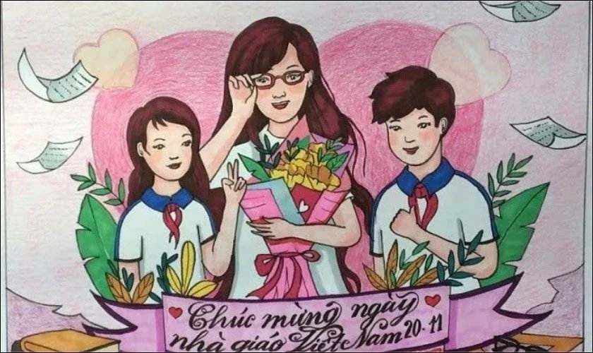 Tranh 20/11 đoạt giải cao đẹp nhất