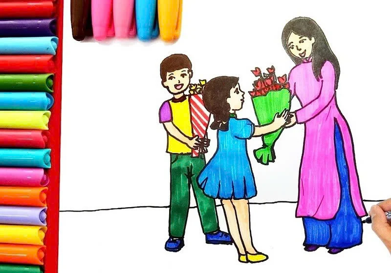 Mẫu 29: tranh vẽ ngày 20/11 đẹp, ý nghĩa