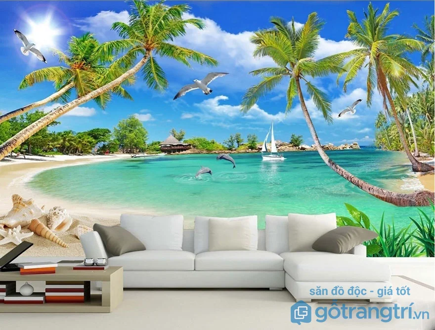 Sử dụng tranh dán tường 3D trong trang trí nội thất phòng khách