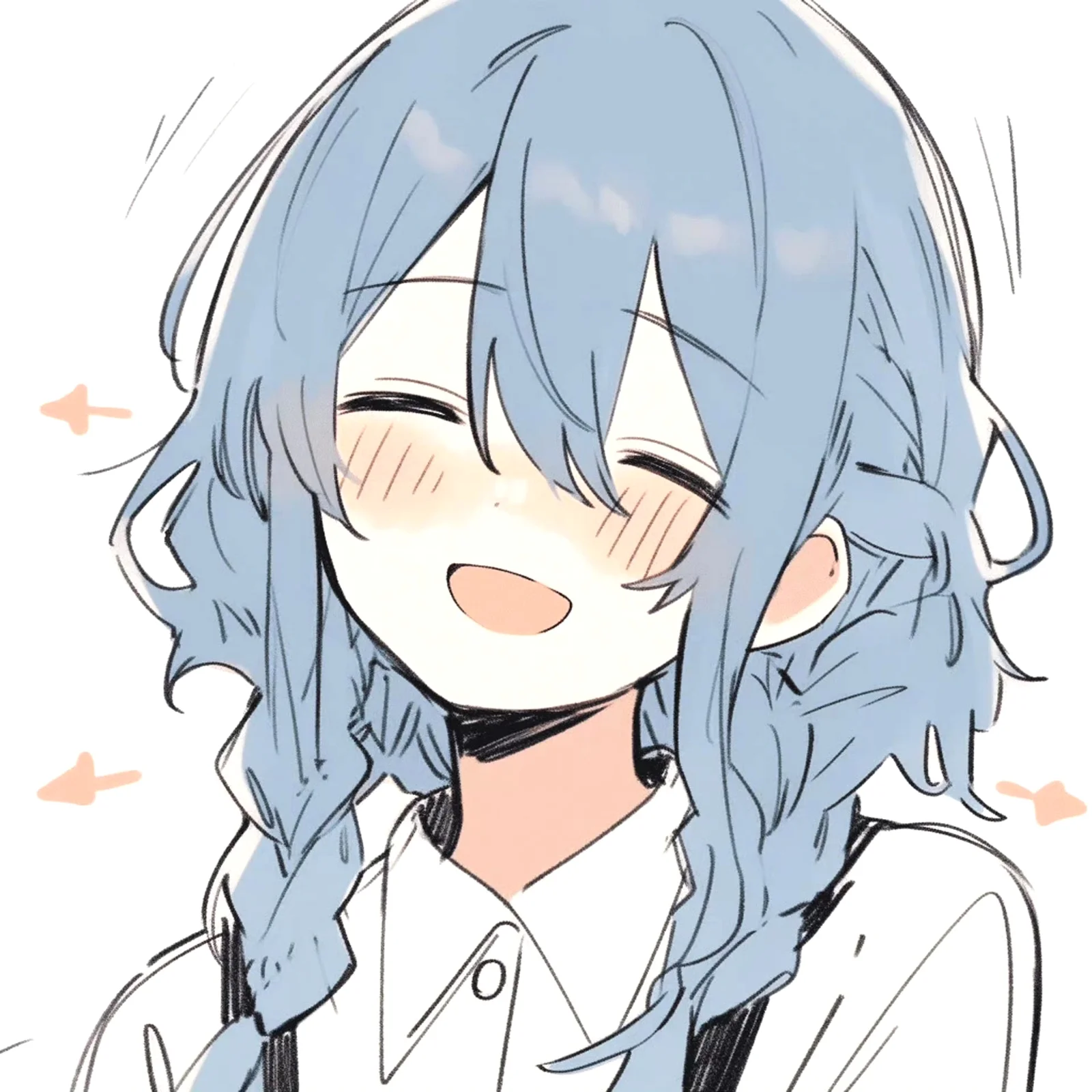 Ảnh vẽ anime cô gái tóc xanh cười tươi, hình minh họa anime cute