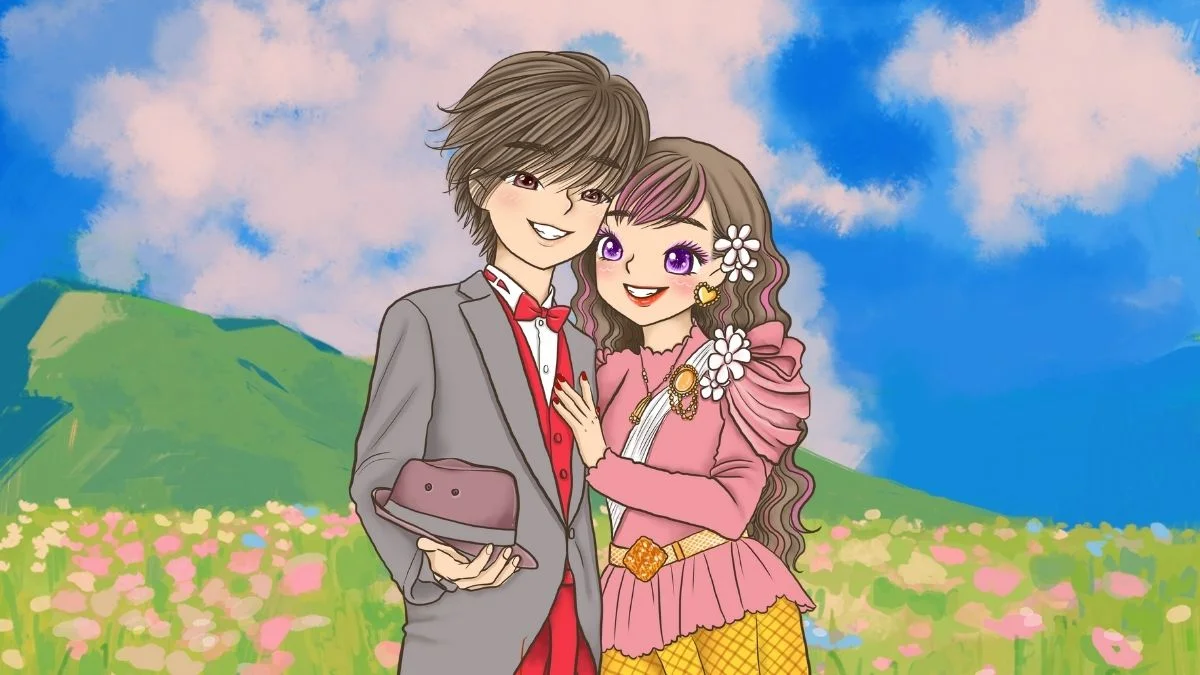 Hình vẽ tranh anime nam nữ bên nhau