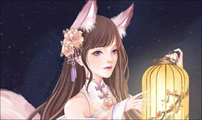 Ảnh nền chibi hồ ly cho máy tính