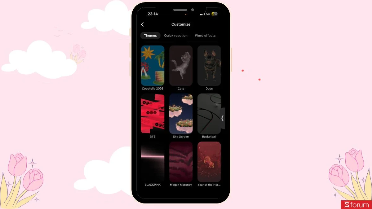 Hướng dẫn cách đổi chủ đề Khu Vườn Trên Mây trên Messenger
