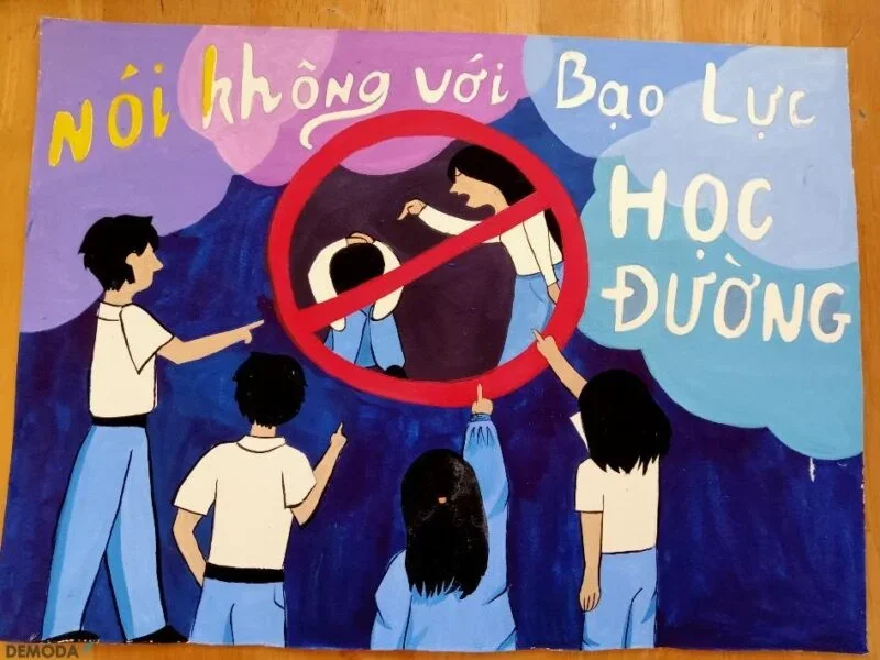 Mẫu tranh vẽ về phòng ngừa bạo lực học đường và lao động trẻ em năm 2024? Hiện nay có các biện pháp nào phòng ngừa bạo lực học đường?