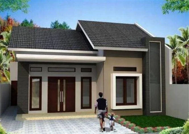 Mẫu nhà cấp 4 mái ngói với phần buồng (nhà ngang) là kiểu thiết kế phổ biến ở vùng nông thôn.