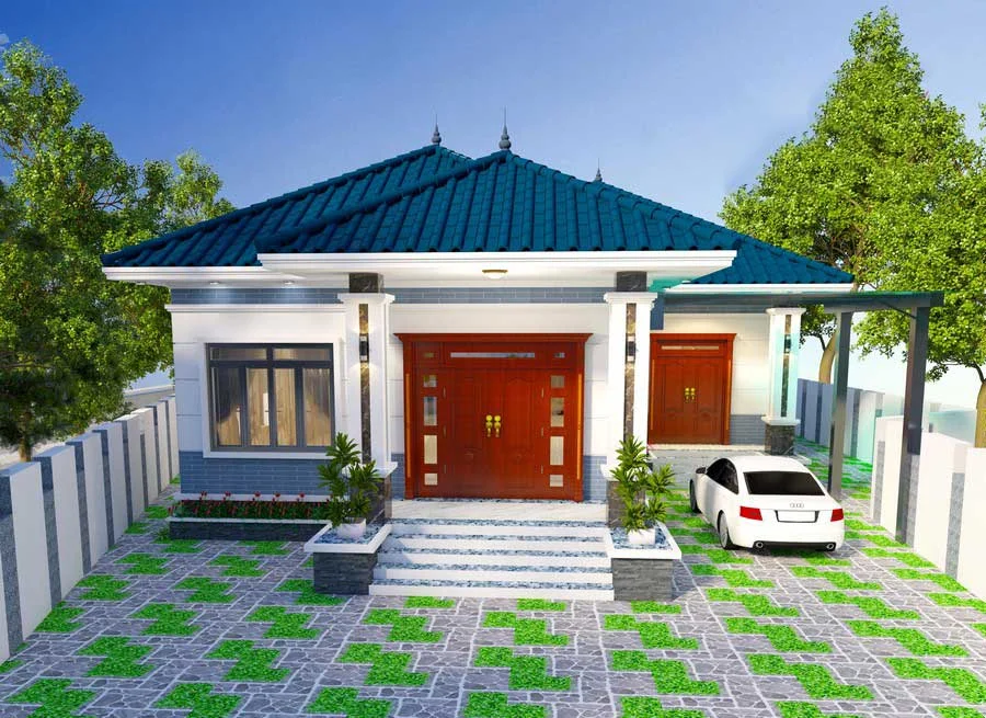 Mẫu nhà cấp 4 mái Nhật có gara (4)
