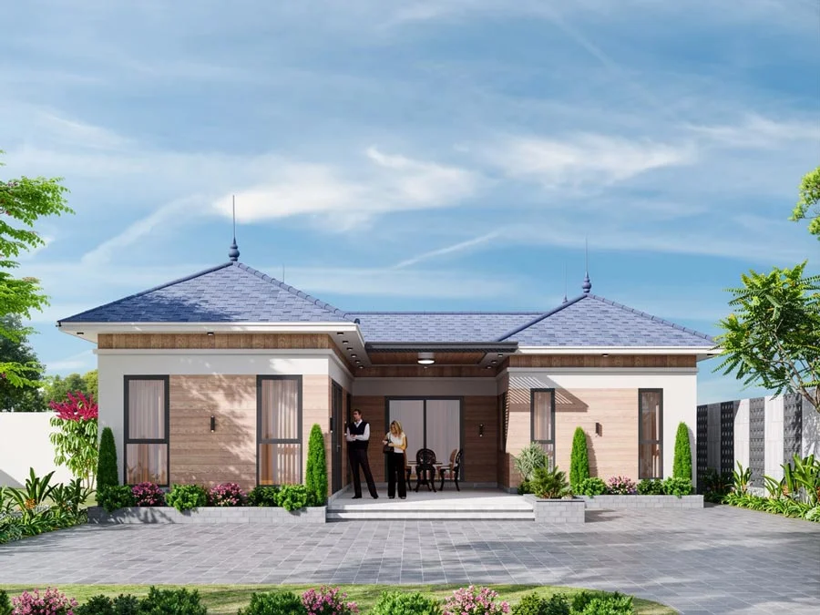 Nhà cấp 4 mái Nhật 120m2