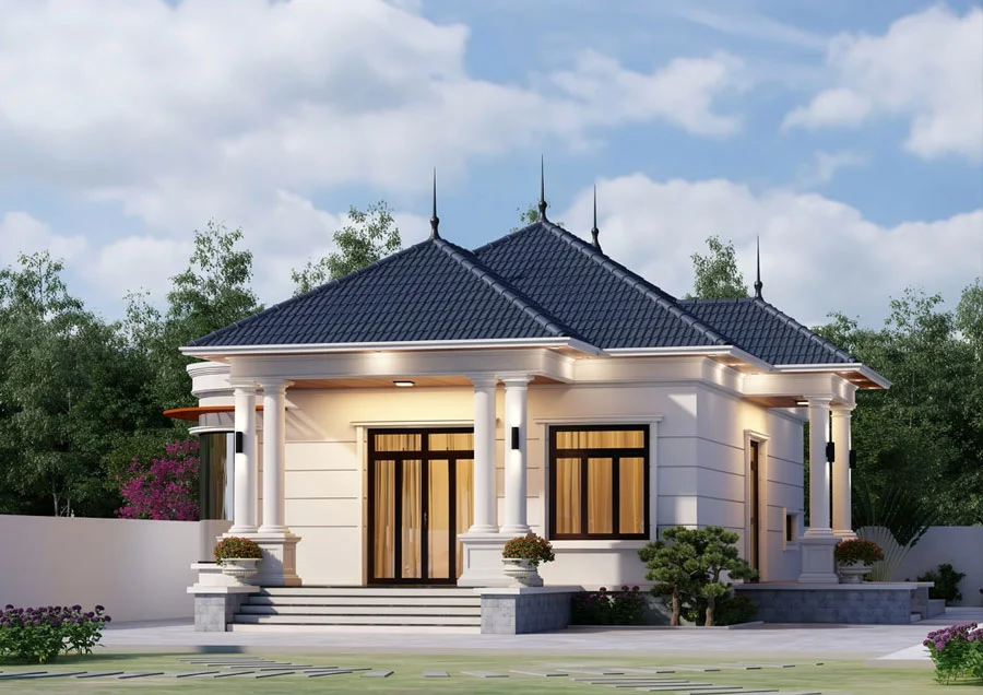 Nhà cấp 4 mái Nhật 120m2 (2)