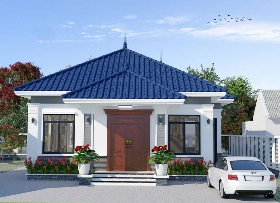 Mẫu nhà cấp 4 mái Nhật có sân vườn (4)