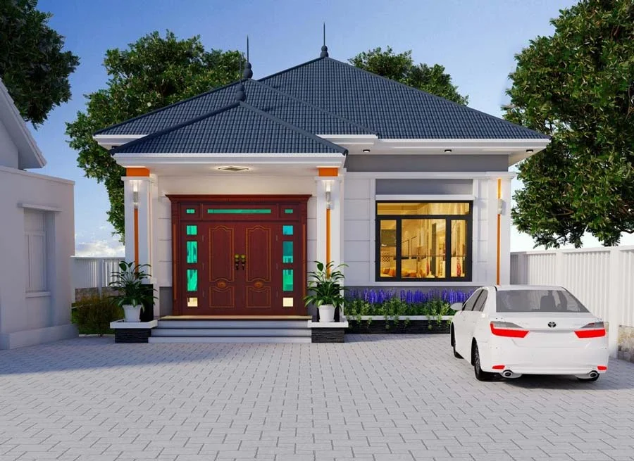 Mẫu nhà cấp 4 mái Nhật có sân vườn