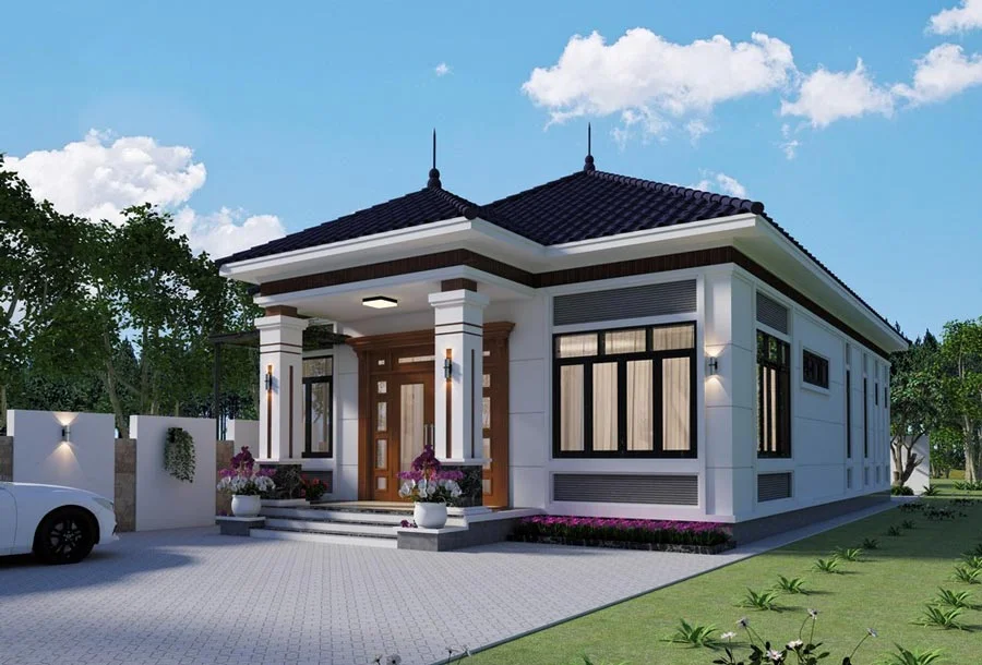 Mẫu nhà cấp 4 mái Nhật có sân vườn (5)