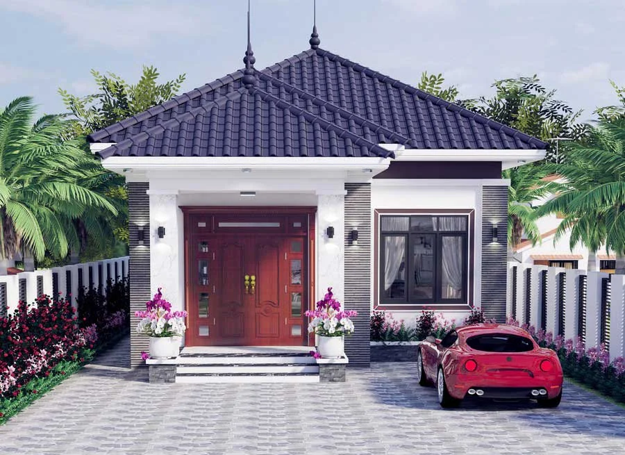 Mẫu nhà cấp 4 mái Nhật có gara (2)