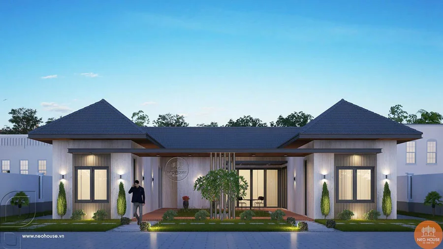 Mẫu thiết kế nhà vườn cấp 4 mái Nhật (3)